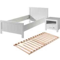 Kinder Vipack Bett 90x200 cm (inkl. Lattenrost) und Nachttisch Erik-