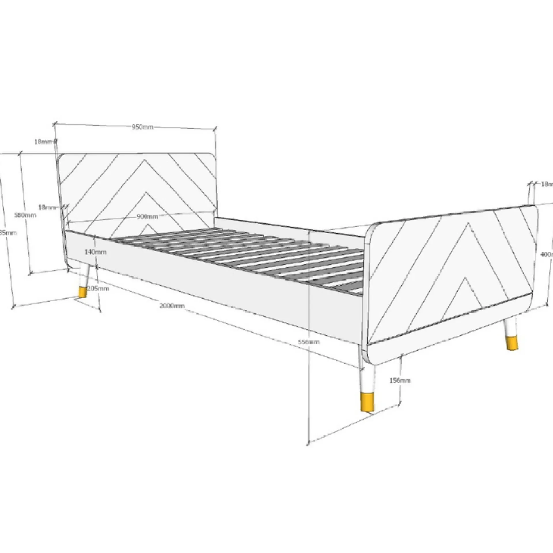 Kinder Vipack Bett 90x200 cm mit Lattenrost und Nachttisch Billy-