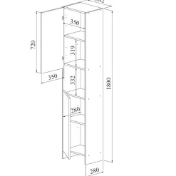Biarritz Säulenschrank 2 Türen - weiß/eiche