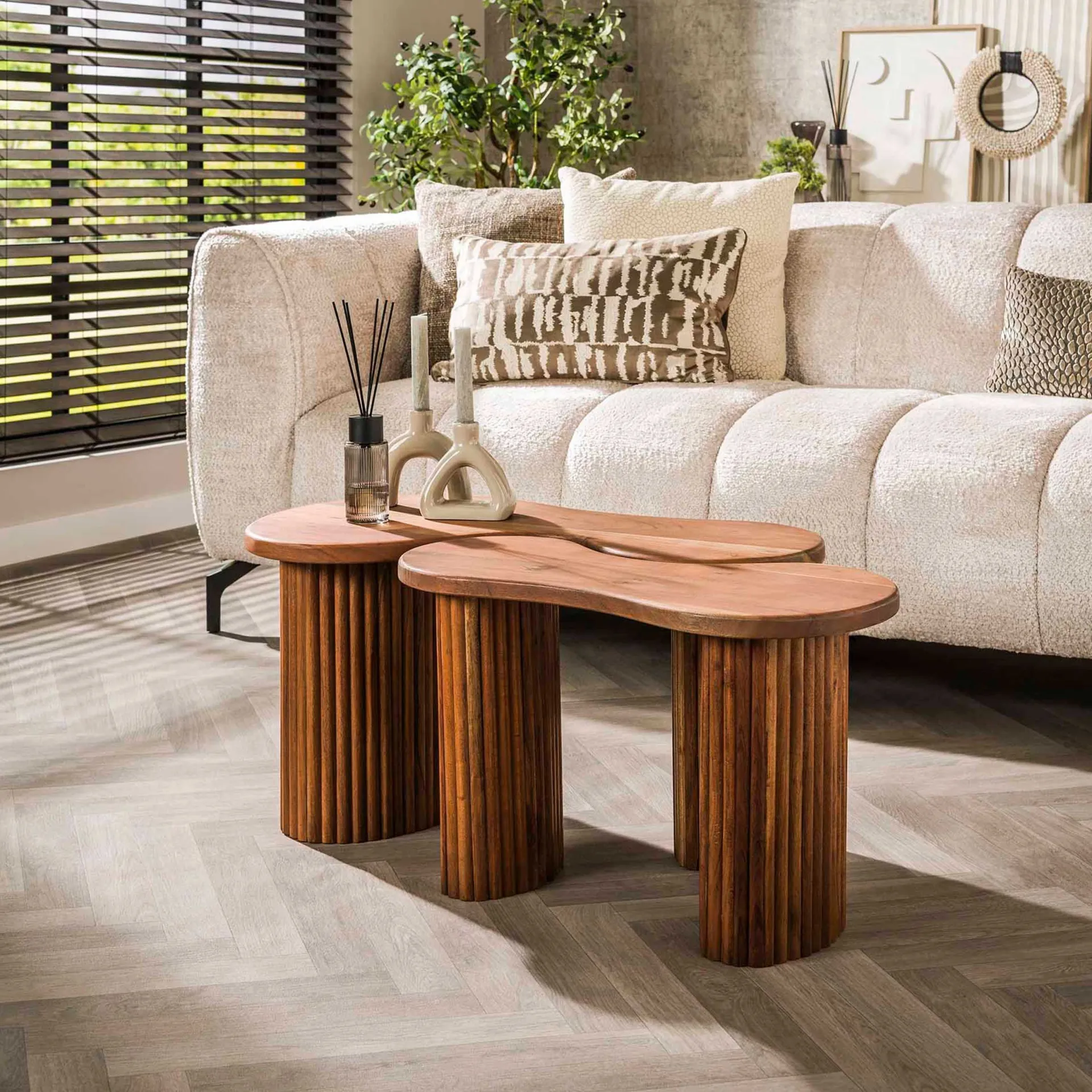 Emob Bio-Akazienholz Couchtisch-Set - 2er-Set