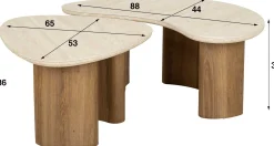Emob Bio-Keramik-Couchtisch aus Travertin, 2 Stück