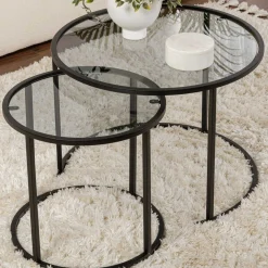 Emob Black-Grey-60-42 Couchtisch-Set | 100 % METALL |