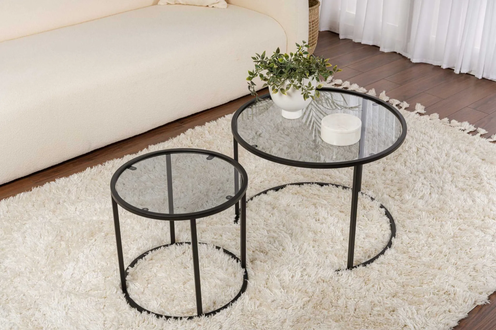 Emob Black-Grey-60-42 Couchtisch-Set | 100 % METALL |