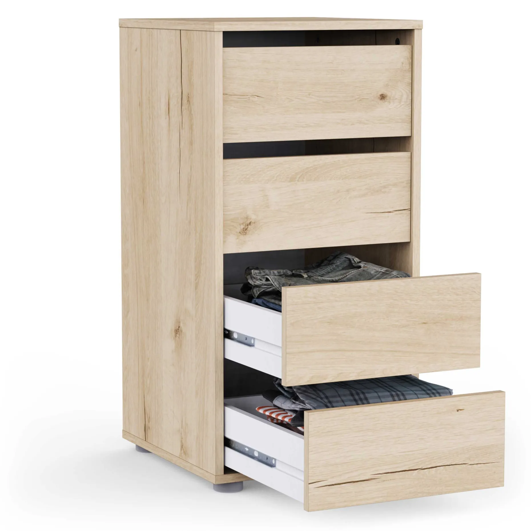 Blokty Kommode - 40x40x76cm - 4 Schubladen - Eiche Dekor