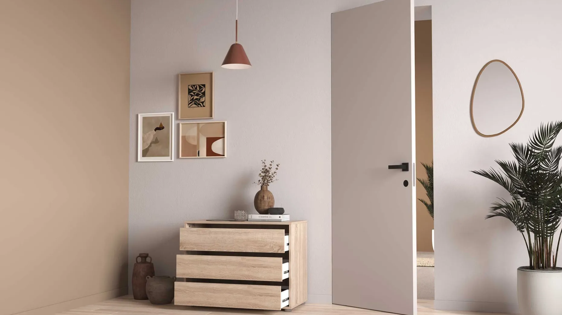 Blokty Kommode - 80x40x58cm - 3 Schubladen - Eiche Dekor