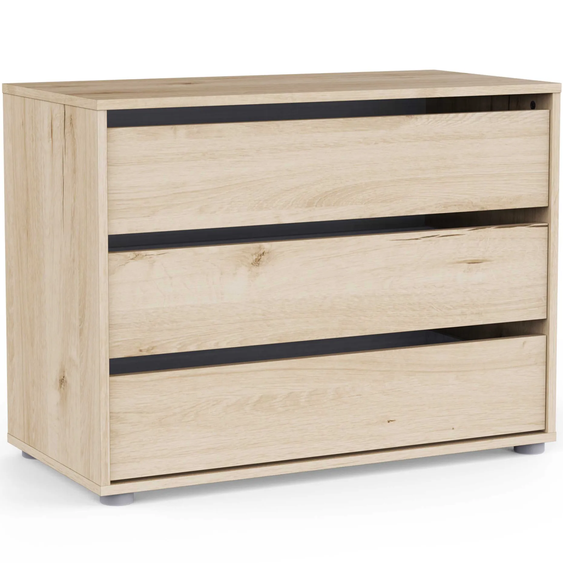 Blokty Kommode - 80x40x58cm - 3 Schubladen - Eiche Dekor