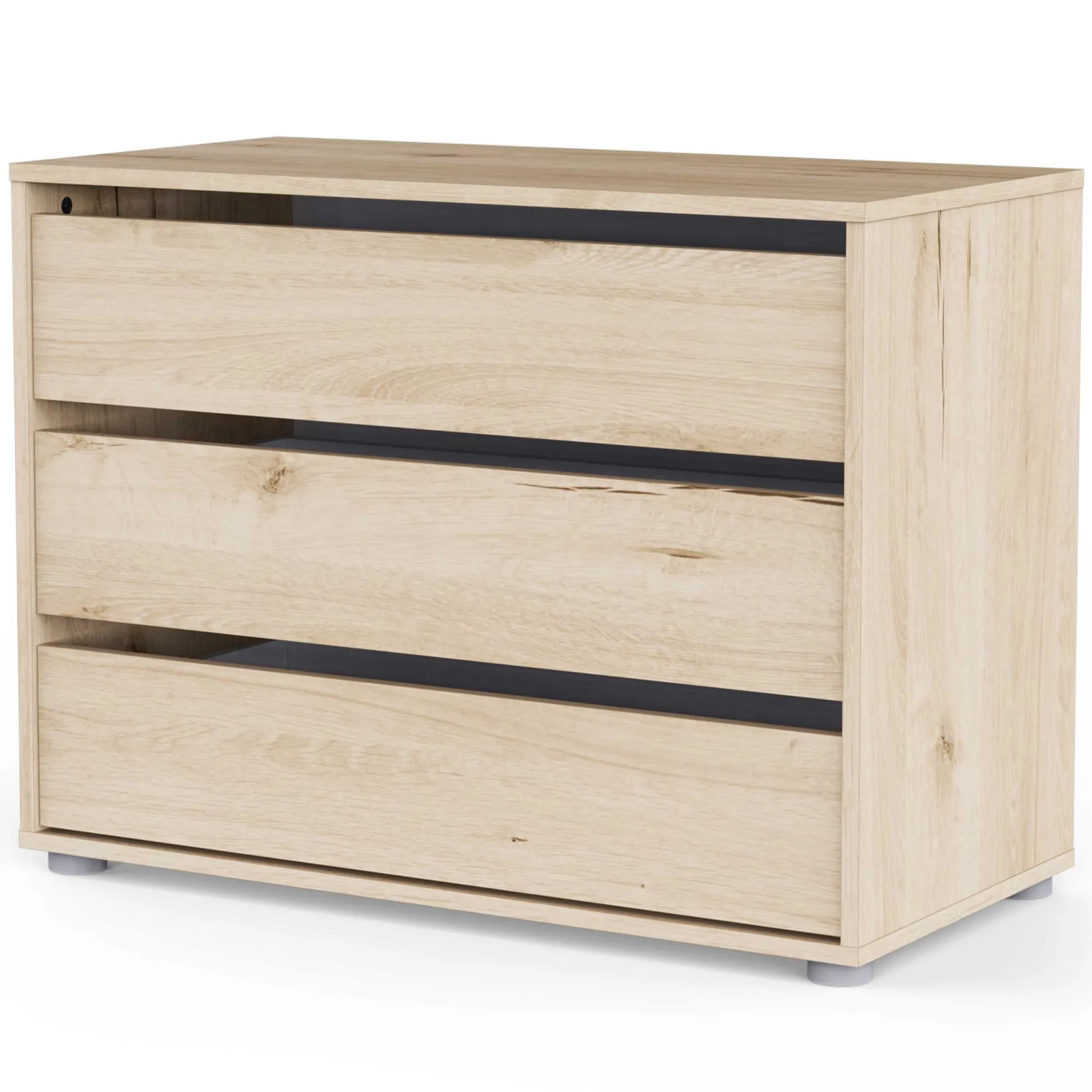 Blokty Kommode - 80x40x58cm - 3 Schubladen - Eiche Dekor