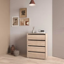 Blokty Kommode - 60x40x76cm - 4 Schubladen - Eiche Dekor