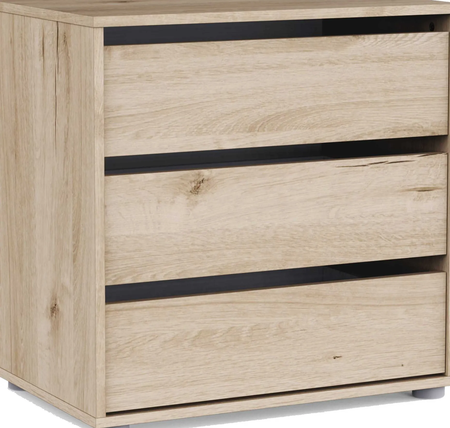 Blokty Kommode - 60x40x58cm - 3 Schubladen - Eiche Dekor