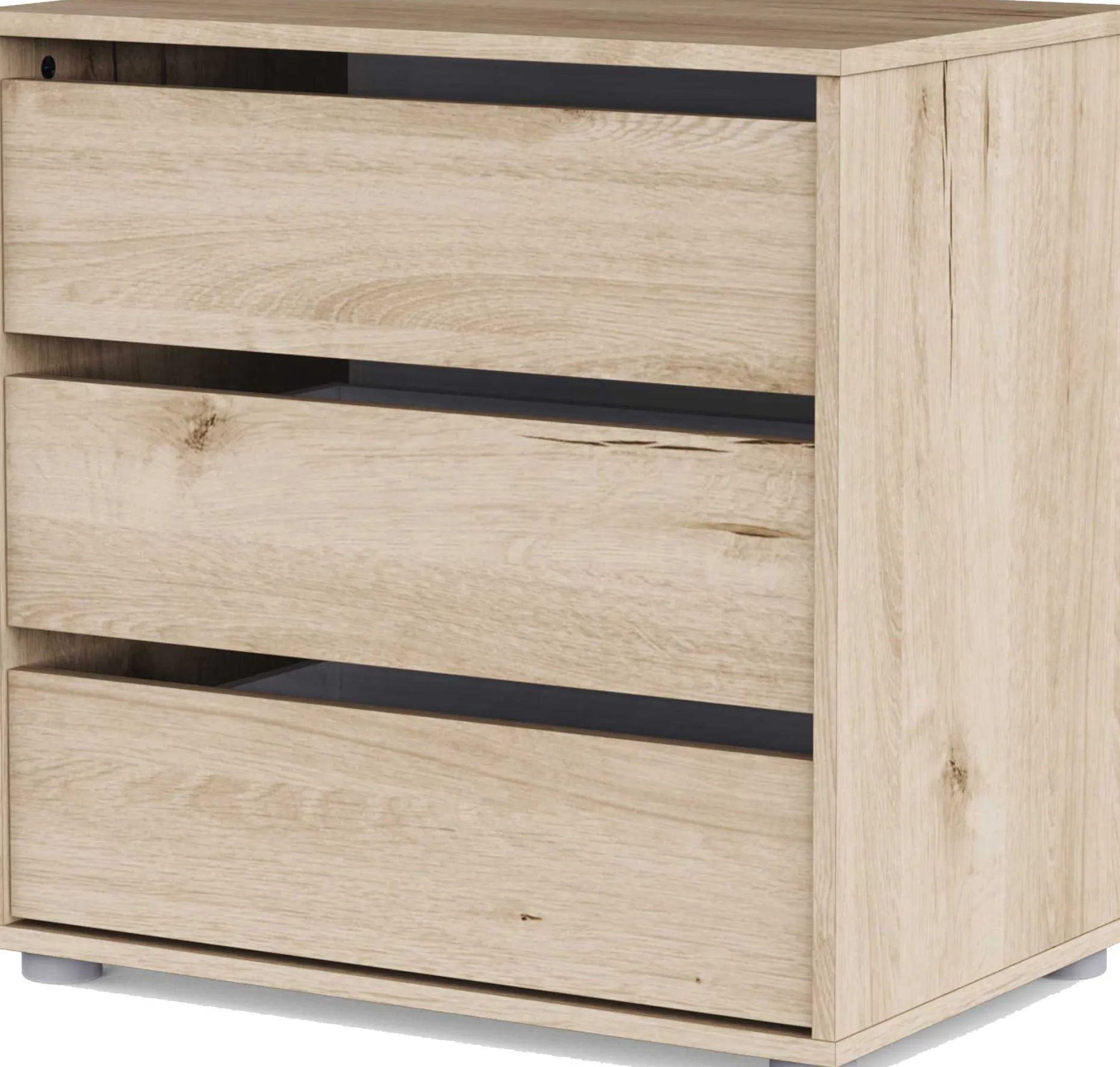 Blokty Kommode - 60x40x58cm - 3 Schubladen - Eiche Dekor