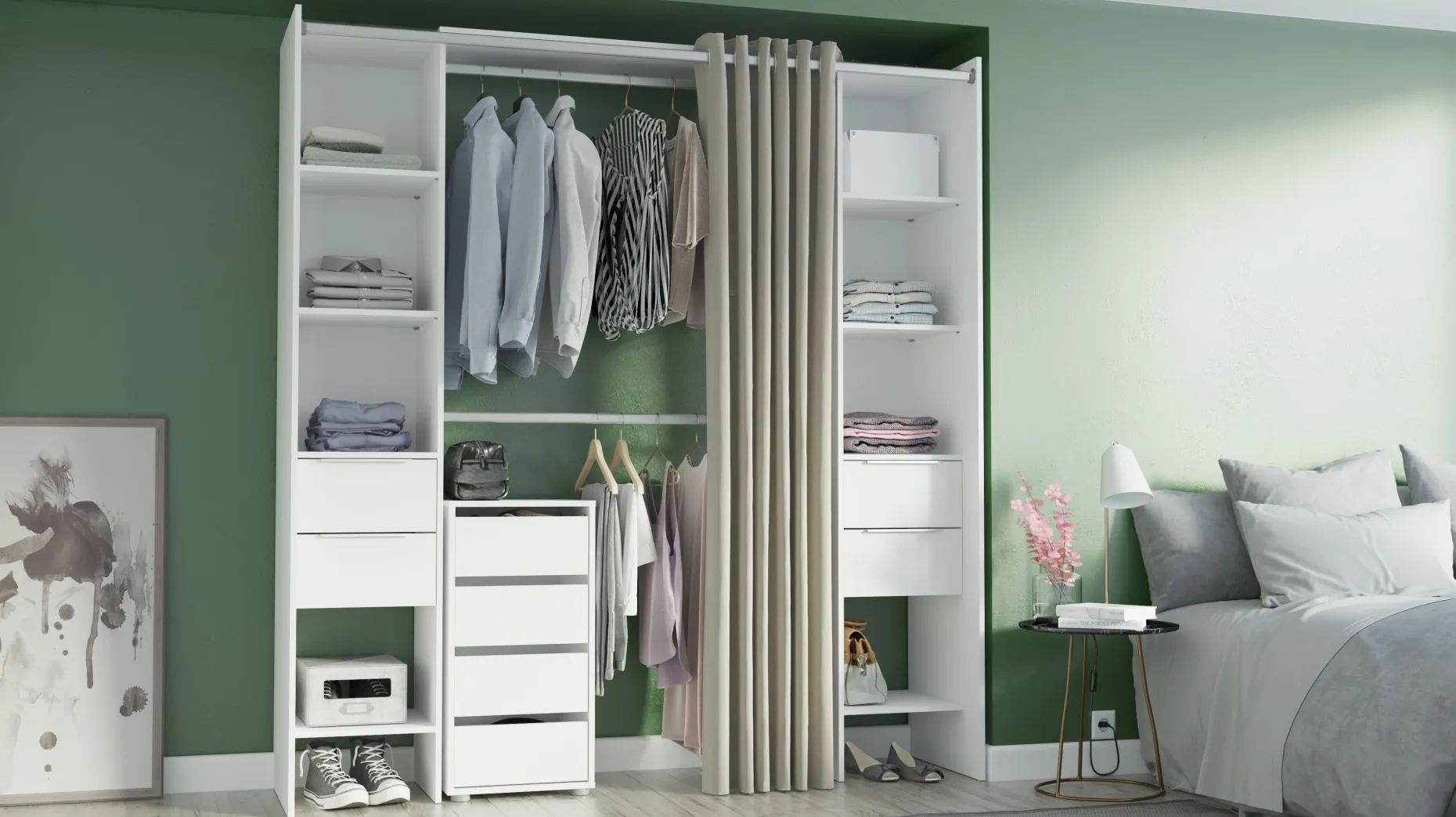 Blokty Kommode - 396x39,30x76,30 cm - Weiß/Spanplatte