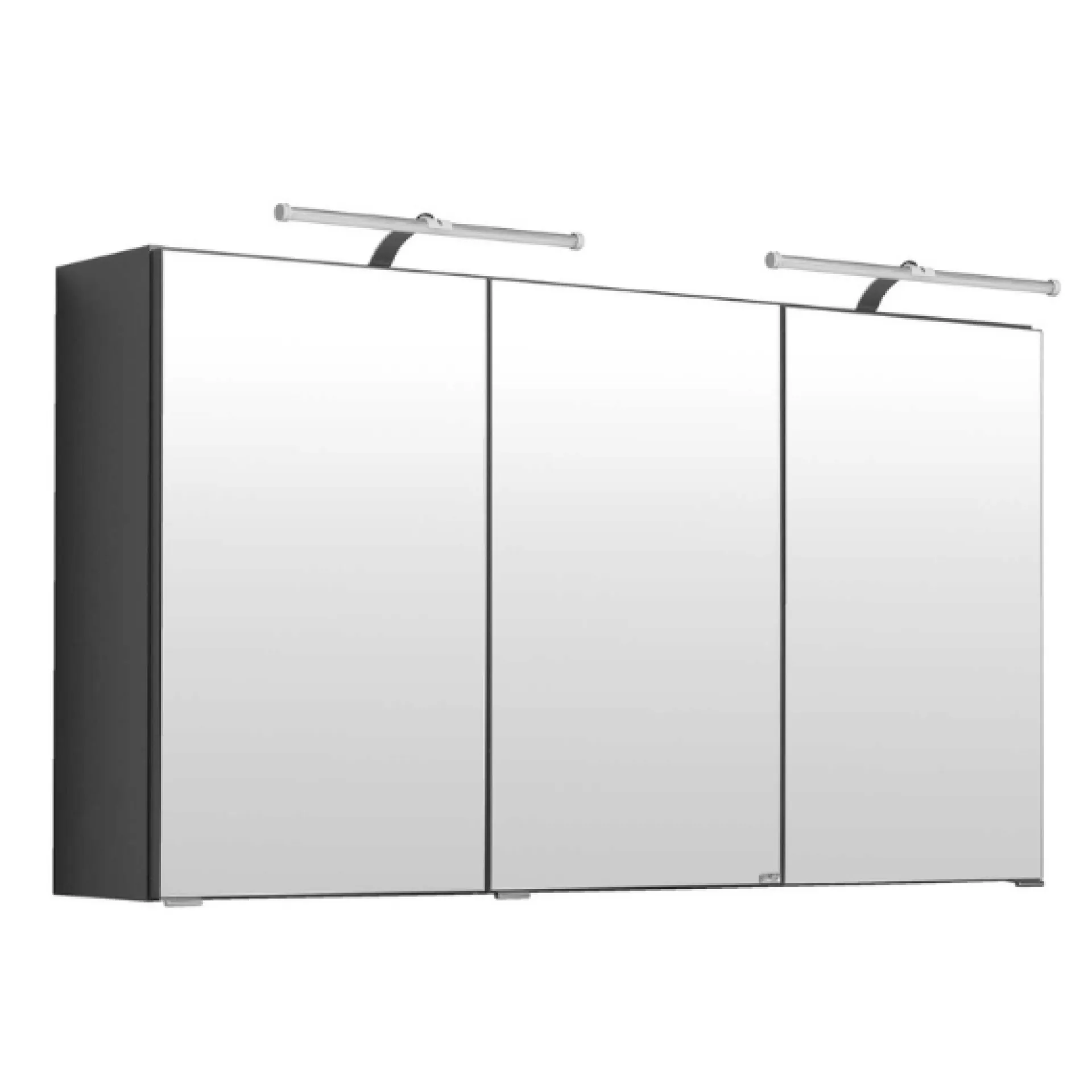 Held BobbiBadezimmer : Säulenschrank, Spiegelschrank mit LED-Beleuchtung, Waschtischschrank - Hochglanz grau