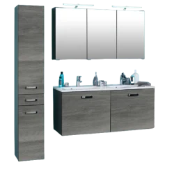 Held BobbiBadezimmer : Säulenschrank, Waschtischschrank, Spiegelschrank - Eiche