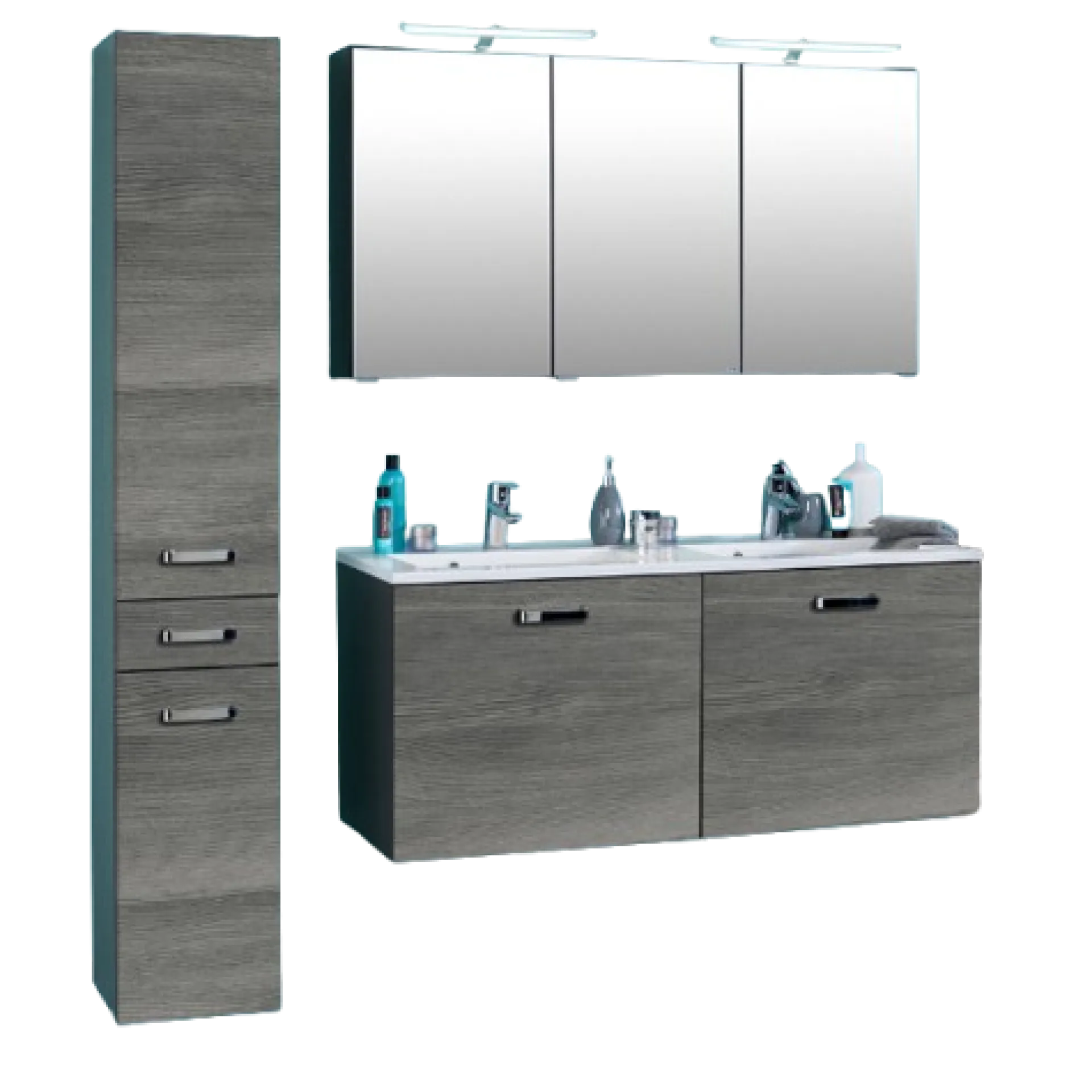 Held BobbiBadezimmer : Säulenschrank, Waschtischschrank, Spiegelschrank - Eiche