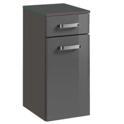 Held BobbiBadezimmer : 3x Hängeschrank, Spiegelschrank, Waschtischunterschrank - Hochglanz grau