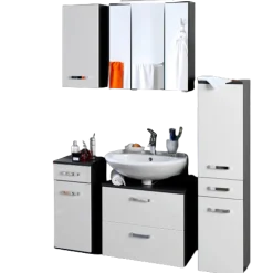 Held BobbiBadezimmer : 3x Hängeschrank, Spiegelschrank, Waschtischunterschrank