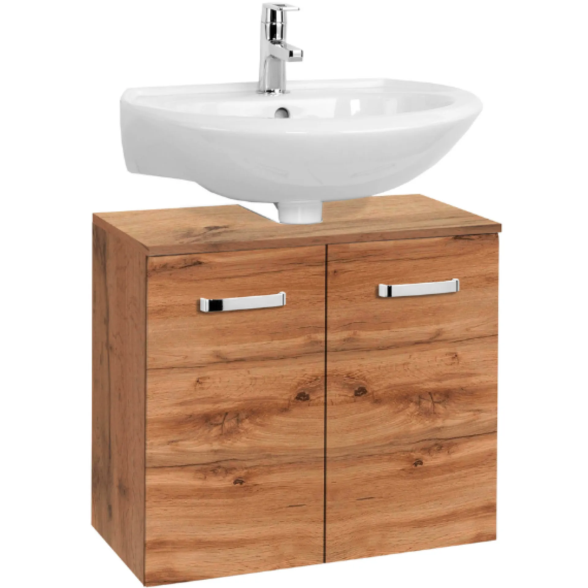 Held BobbiBadezimmer : 2x Säulenschrank, Spiegelschrank, Waschtischunterschrank - Eiche