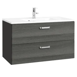 Held BobbiBadezimmer : 2x Säulenschrank, Spiegelschrank, Waschtischschrank - Eiche