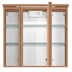 Held BobbiBadezimmer : 2x Säulenschrank, Spiegelschrank, Waschtischunterschrank - Eiche