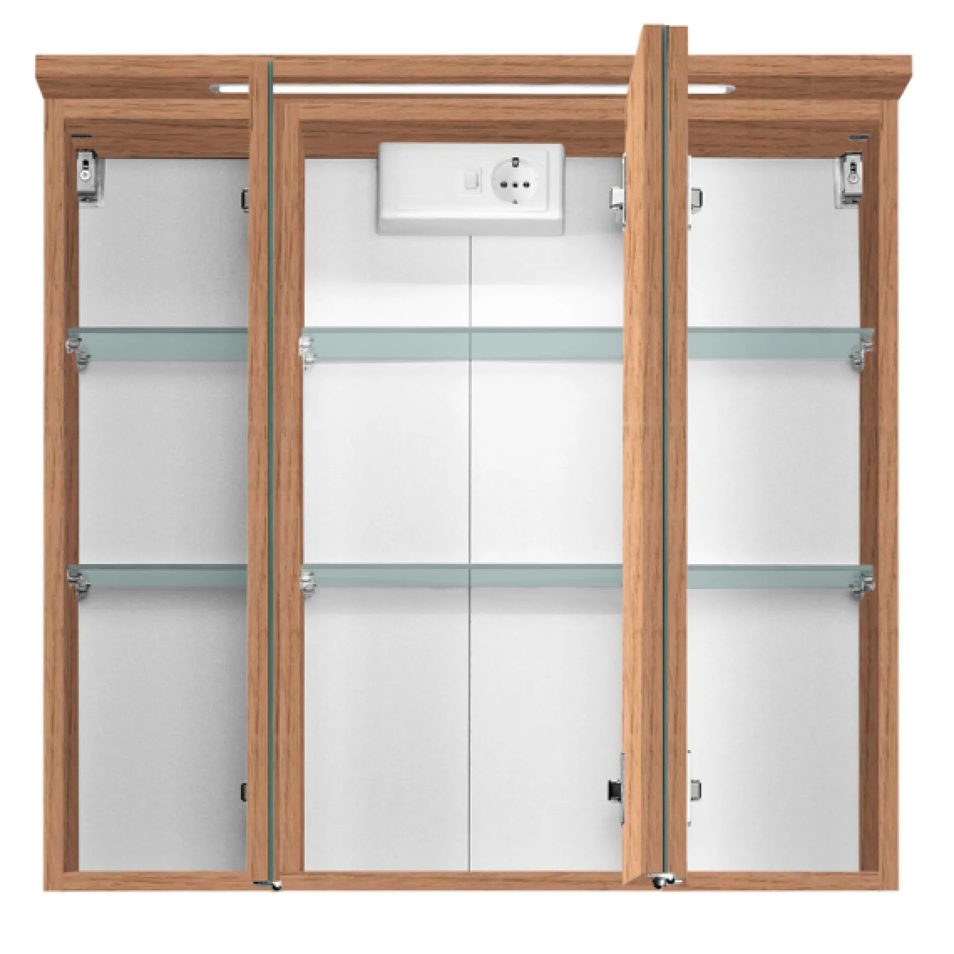Held BobbiBadezimmer : 2x Säulenschrank, Spiegelschrank, Waschtischunterschrank - Eiche