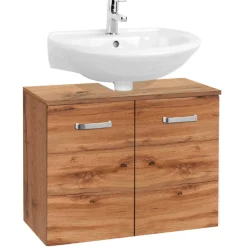 Held BobbiBadezimmer : 2x Säulenschrank, Spiegelschrank, Waschtischunterschrank - Eiche