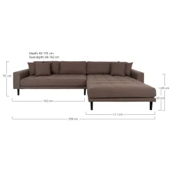 House Nordic es Lido Lounge Sofa rechts mit vier Kissen
