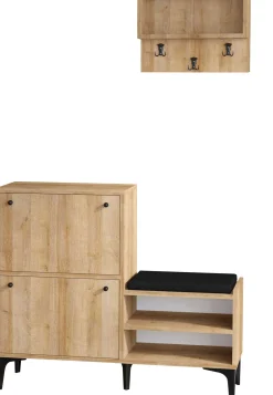 Bred Schuhschrank | 100% MELAMIN | Eiche