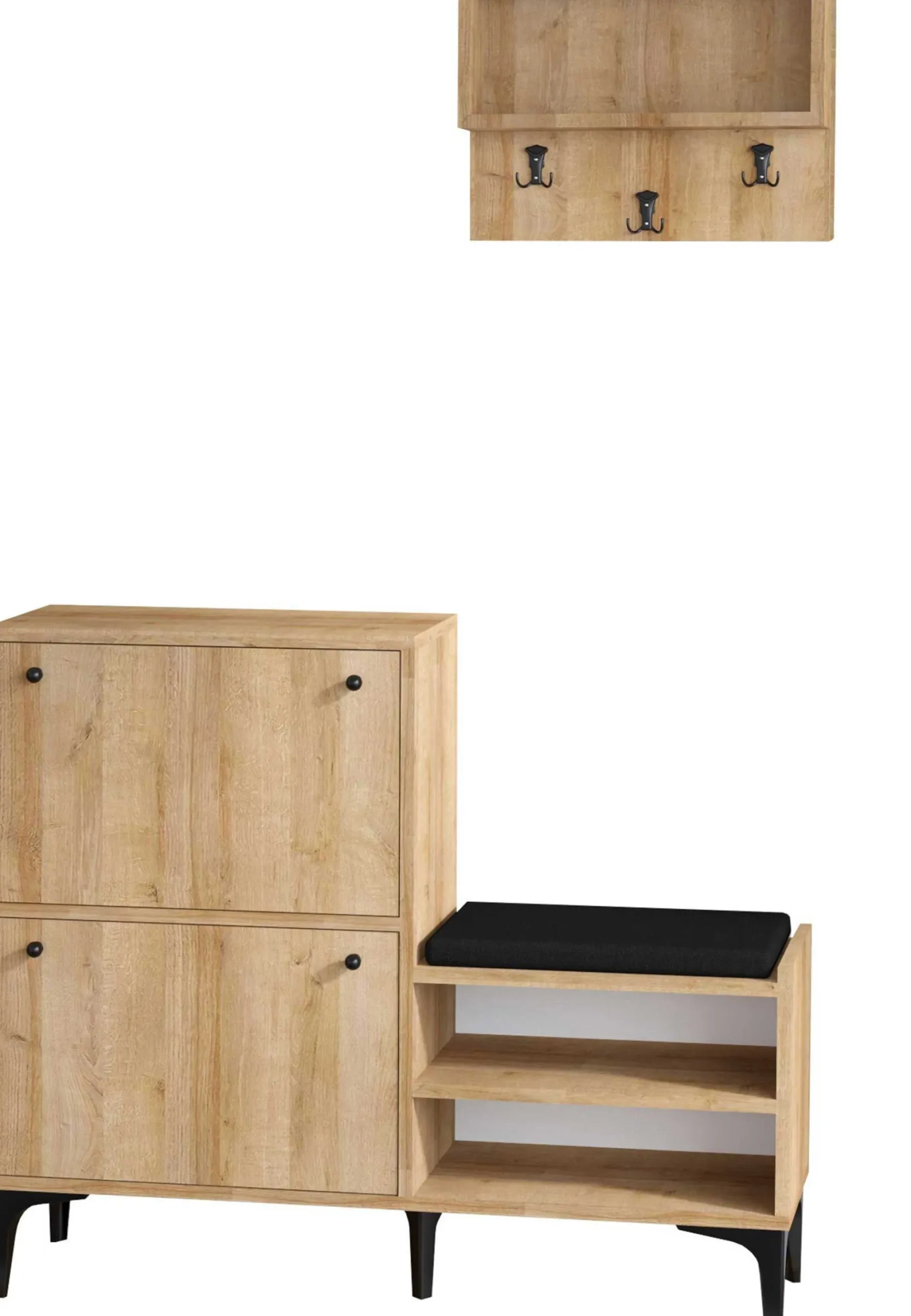 Bred Schuhschrank | 100% MELAMIN | Eiche