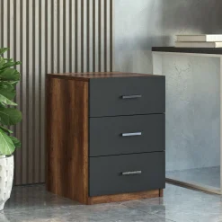 Emob Büromöbel-Set VO15 - 100% MELAMINE - Nussbaum - 140 x 140 x 60 cm