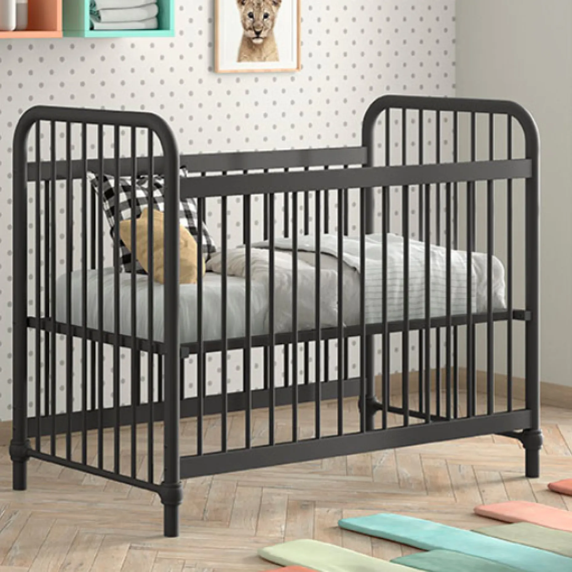Bronxx Kinderbett - 60x120cm - mattschwarz