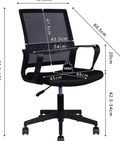 Rousseau Bürostuhl Dylan - 54x60x90cm - mit Rollen - verstellbar -