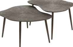 Emob Brown Ray Metall Blatt Couchtisch Set/2 - Dunkelbraun