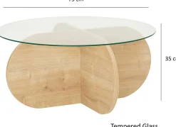 Emob Bubble Couchtisch | GEHÄRTETES GLAS | Saphir-Eiche