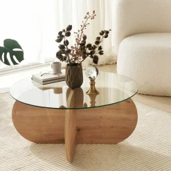 Emob Bubble Couchtisch | GEHÄRTETES GLAS | Saphir-Eiche