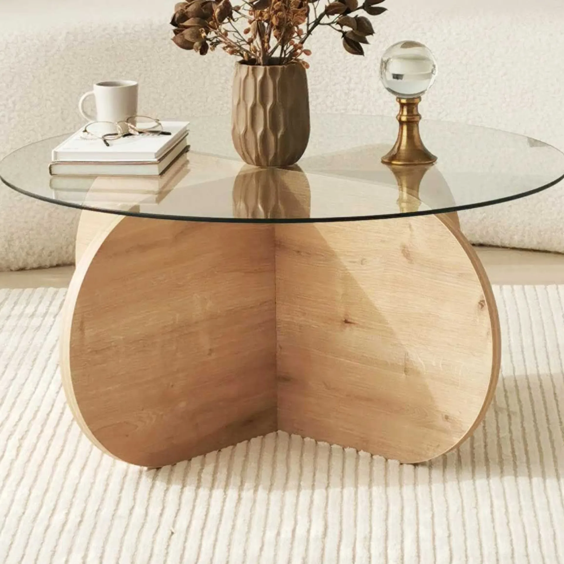 Emob Bubble Couchtisch | GEHÄRTETES GLAS | Saphir-Eiche