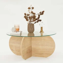Emob Bubble Couchtisch | GEHÄRTETES GLAS | Saphir-Eiche