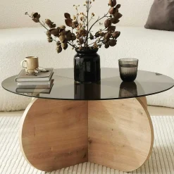 Emob Bubble Couchtisch | GEHÄRTETES GLAS | Eiche, Rauch
