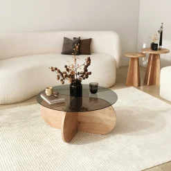 Emob Bubble Couchtisch | GEHÄRTETES GLAS | Eiche, Rauch