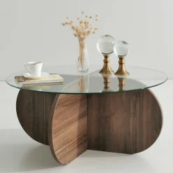 Emob Bubble CT Couchtisch | GEHÄRTETES GLAS | Walnuss
