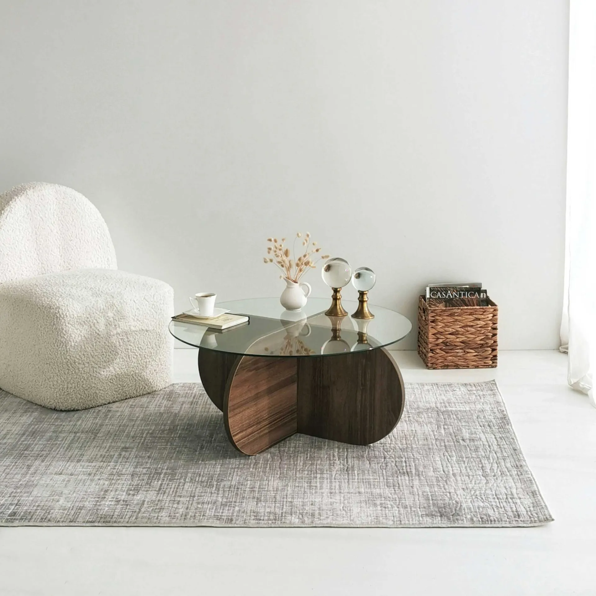 Emob Bubble CT Couchtisch | GEHÄRTETES GLAS | Walnuss