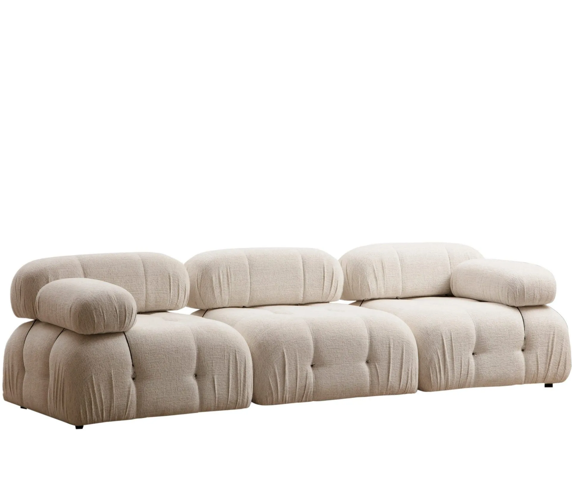 Emob Bubble 3-Sitzer-Sofa | BUCHENHOLZ / SPANPLATTE | Creme