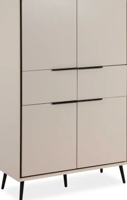 Buffetschrank Auryn - 90x38x140cm - 4 Türen und 2 Schubladen - sand/schwarz