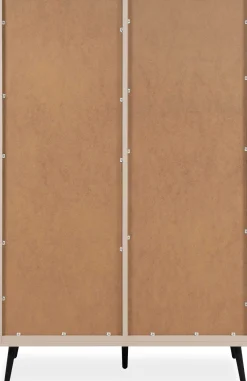 Buffetschrank Auryn - 90x38x140cm - 4 Türen und 2 Schubladen - sand/schwarz