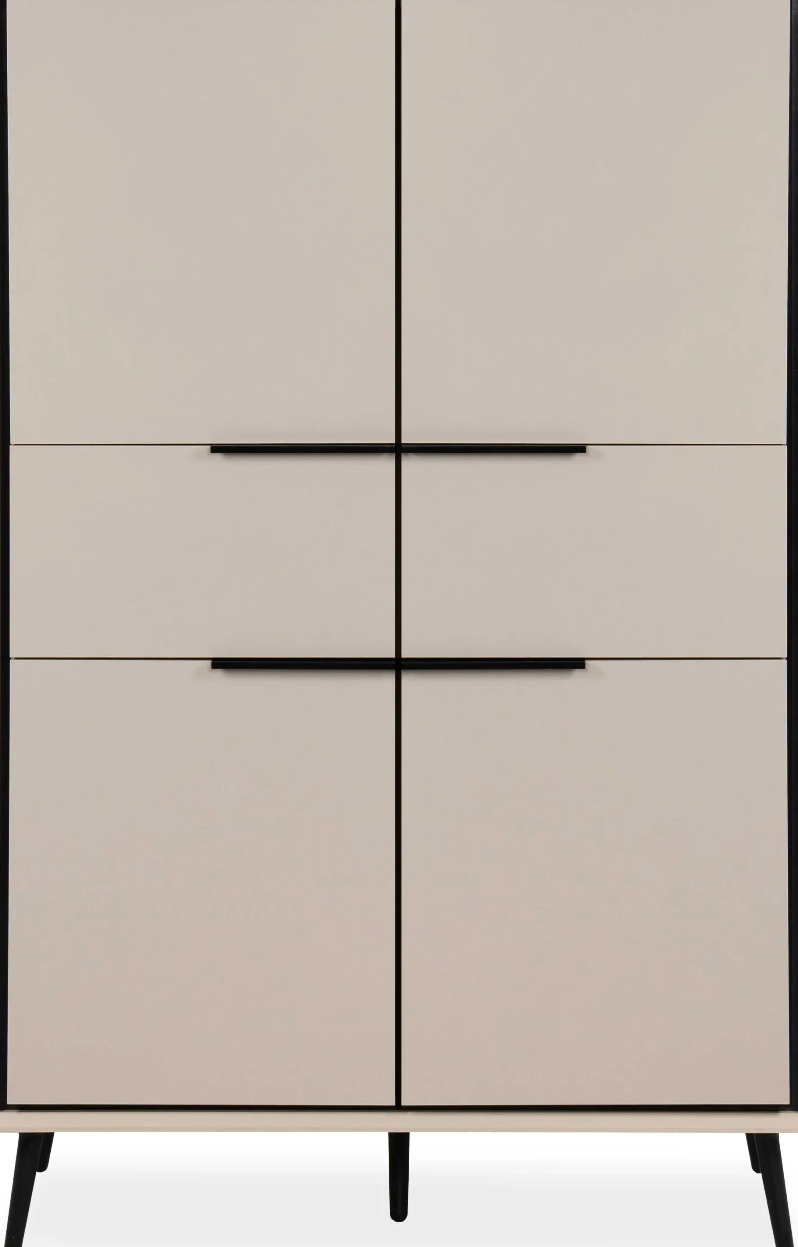 Buffetschrank Auryn - 90x38x140cm - 4 Türen und 2 Schubladen - sand/schwarz