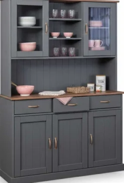 Buffetschrank Cerci 131cm mit 5 Türen und 3 Schubladen - grau