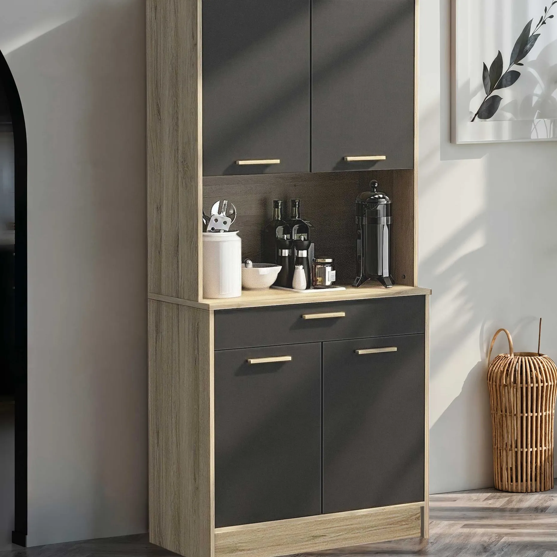 Buffetschrank Diede-Kronberg Eiche/Mattschwarz