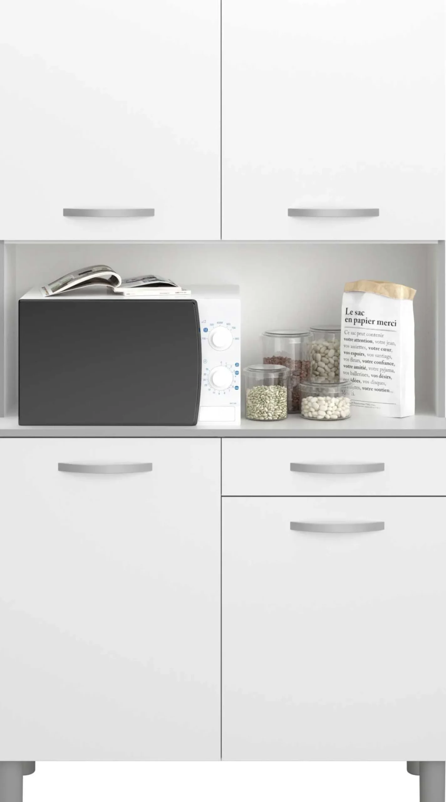 Buffetschrank Easy 101cm, 4 Türen und 1 Schublade - weiß