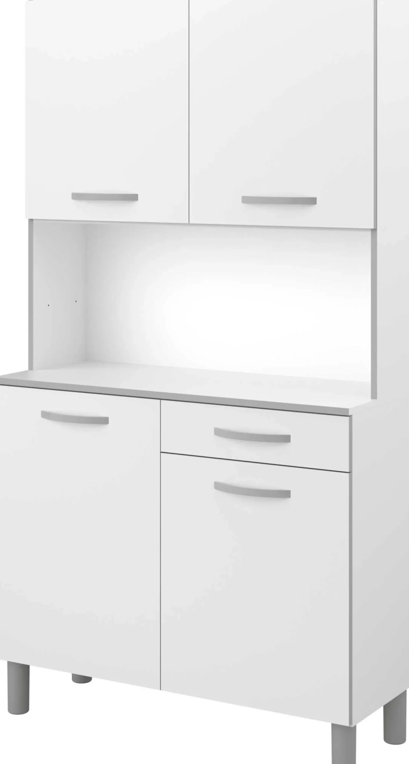 Buffetschrank Easy 101cm, 4 Türen und 1 Schublade - weiß