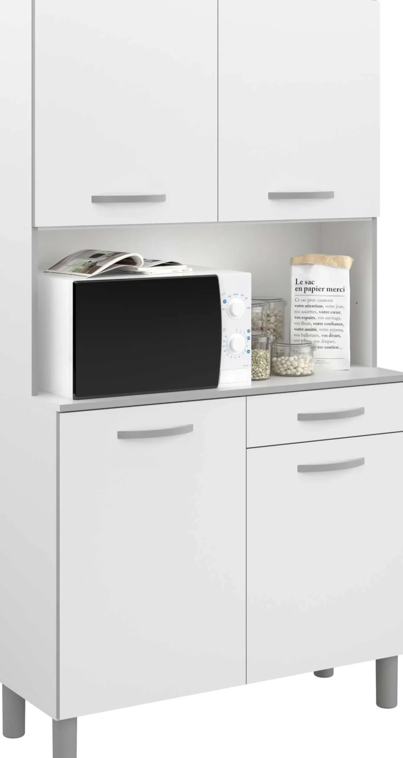 Buffetschrank Easy 101cm, 4 Türen und 1 Schublade - weiß