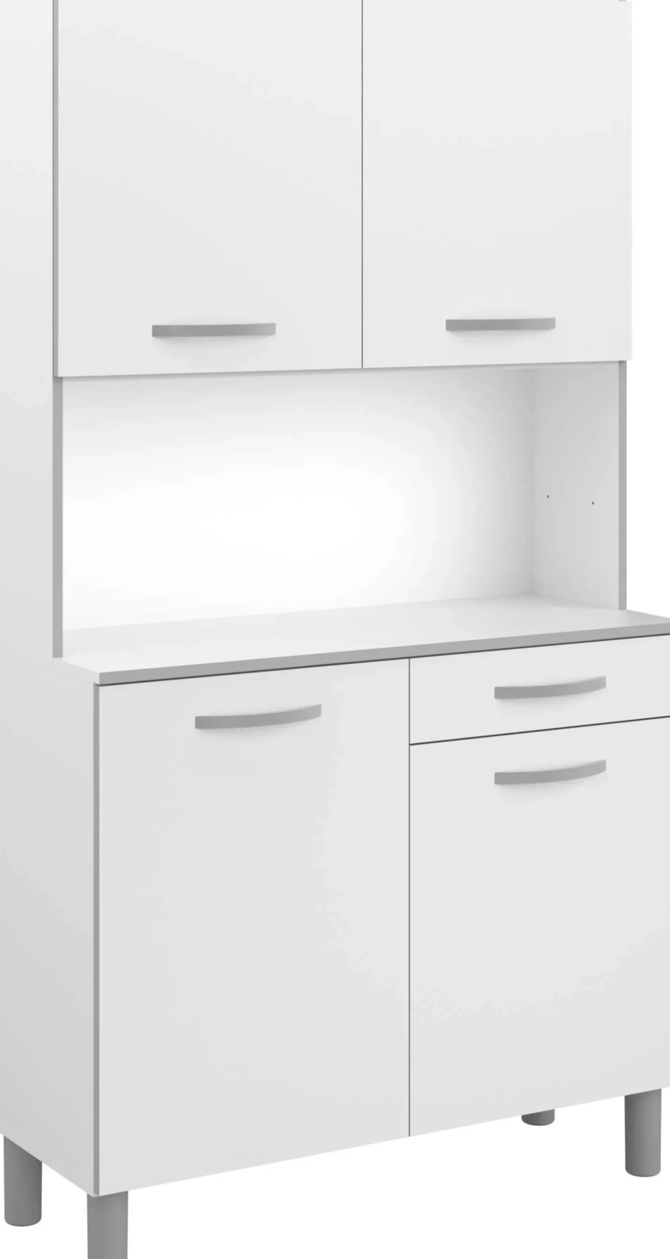 Buffetschrank Easy 101cm, 4 Türen und 1 Schublade - weiß